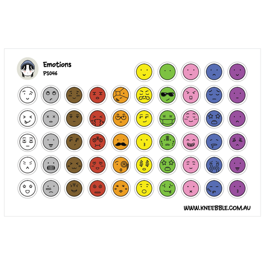 a collection of various colored circles, each containing different facial expressions or emotions, such as happy, sad, surprised, and neutral.