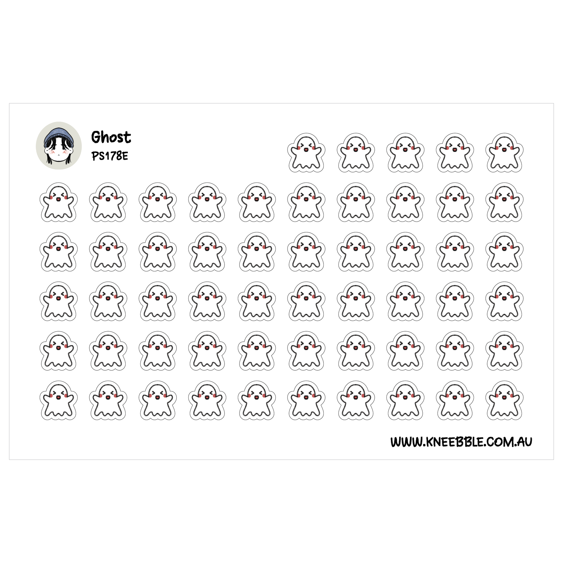 a grid of small white ghost-like figures arranged in rows and columns.