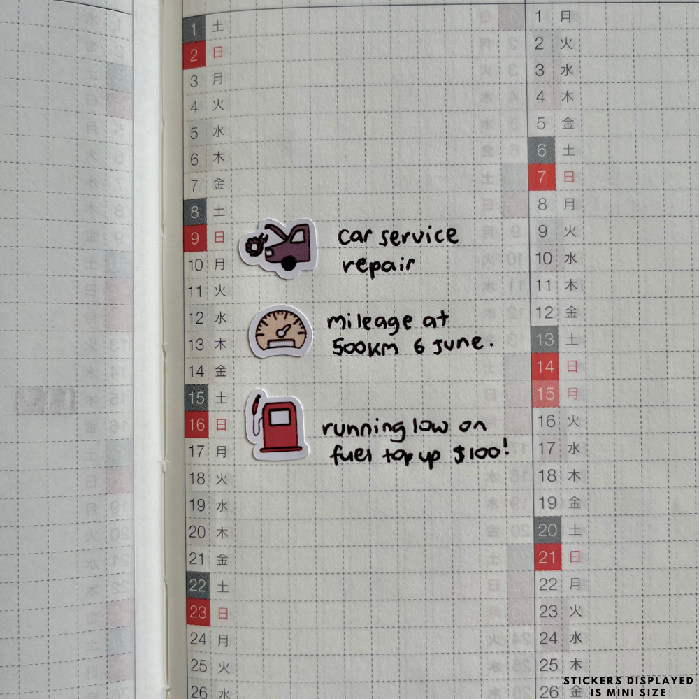 Mileage Meter Planner Stickers