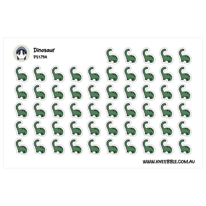 a grid of green dinosaur stickers arranged in a visually pleasing pattern.