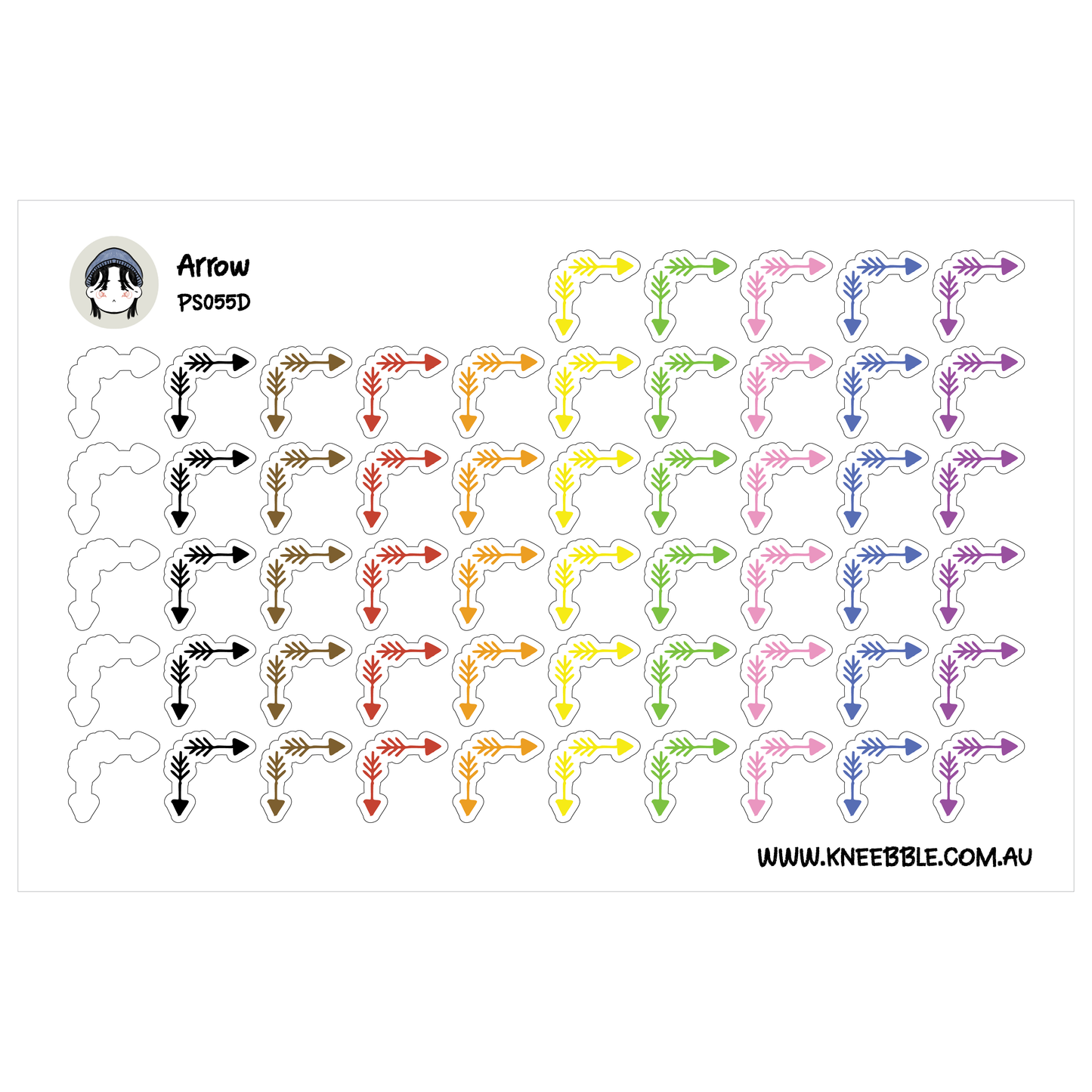 a grid of colorful arrows pointing in various directions, arranged in a visually appealing and organized manner.