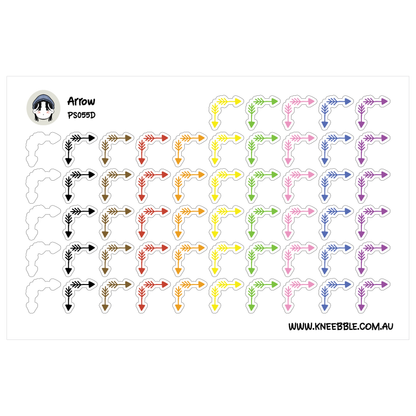 a grid of colorful arrows pointing in various directions, arranged in a visually appealing and organized manner.