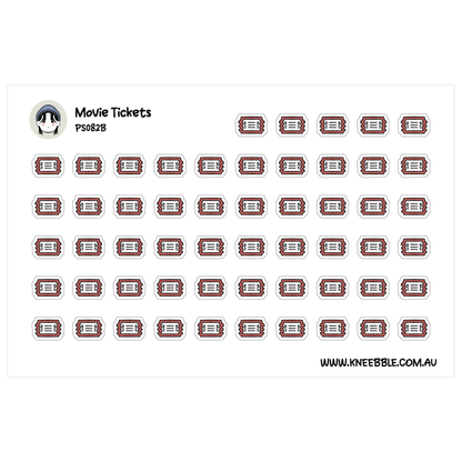 a grid of red and white movie ticket icons arranged in rows and columns.