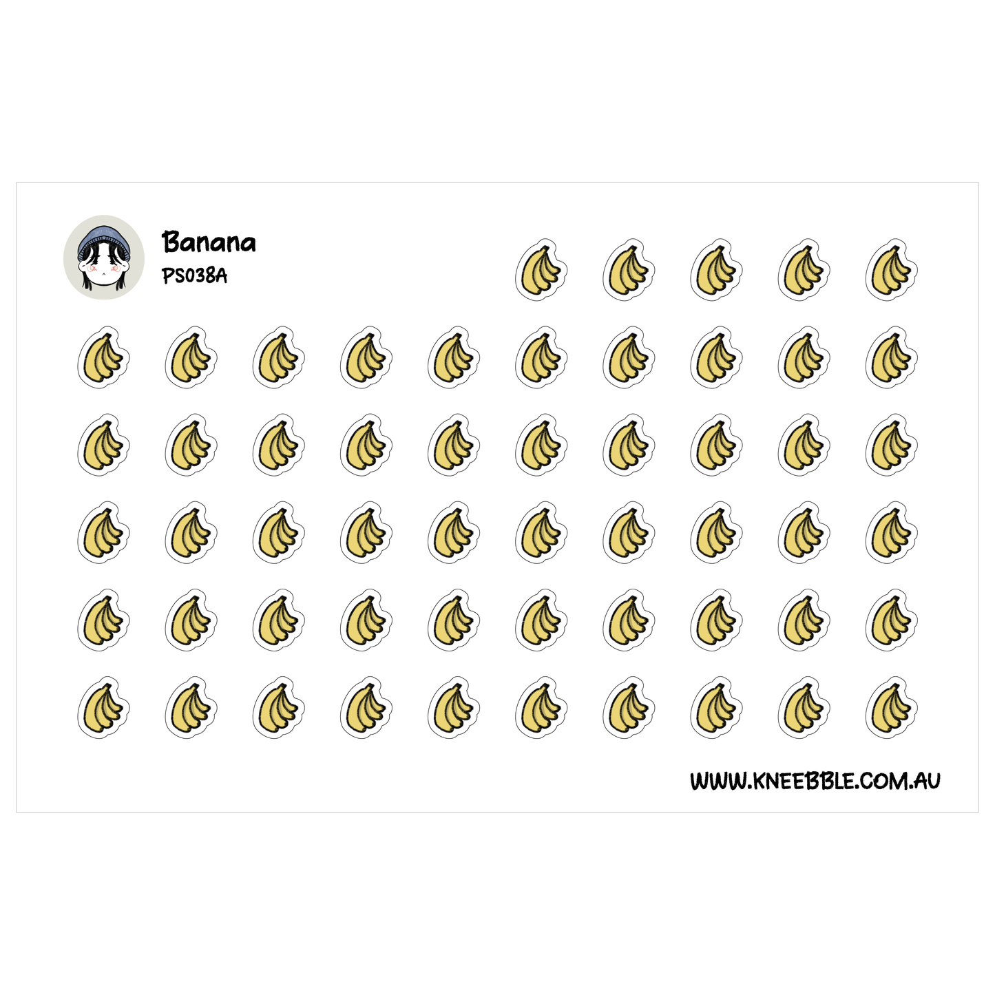 a grid of numerous banana stickers arranged in rows and columns.