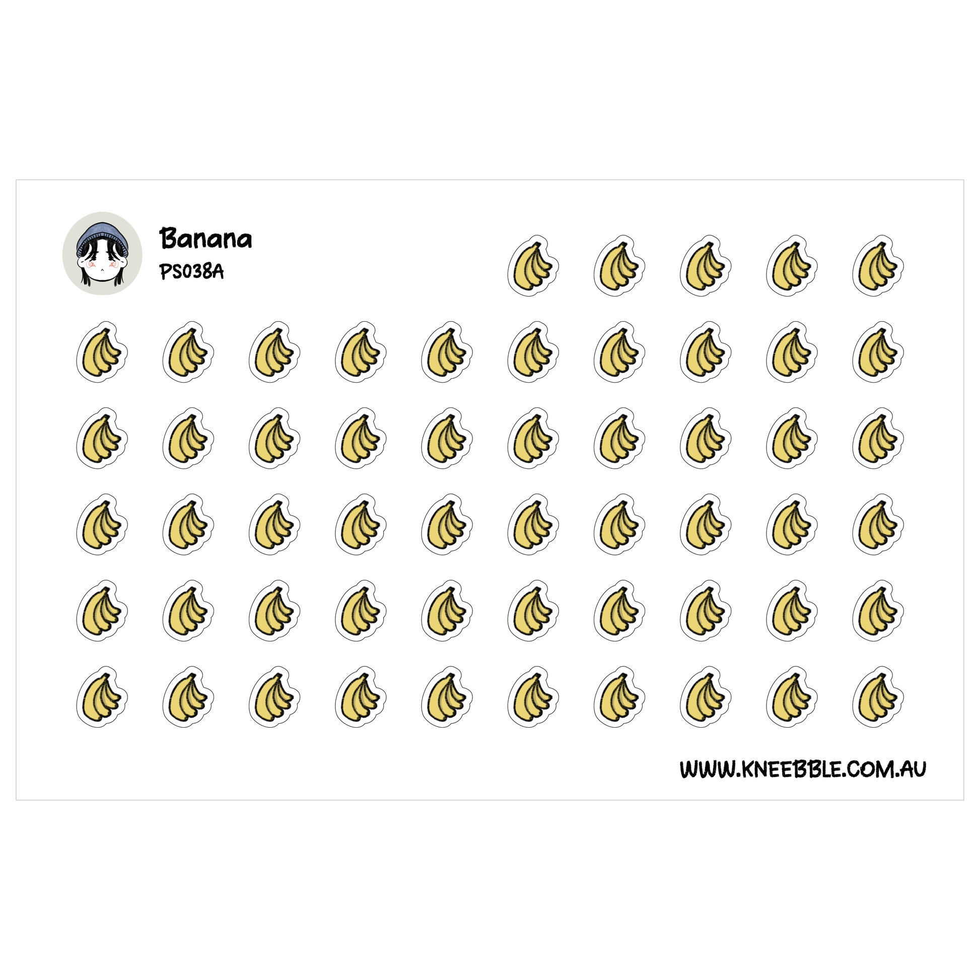 a grid of numerous banana stickers arranged in rows and columns.