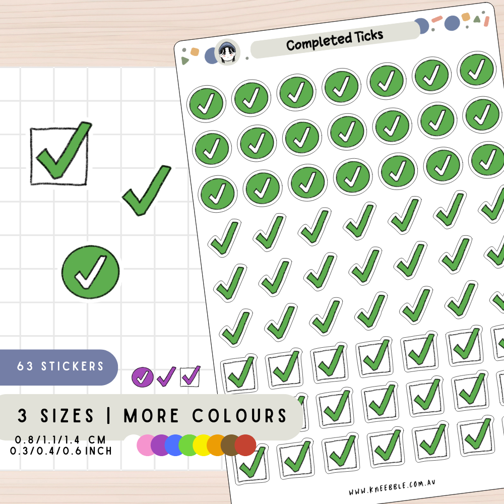 Completed Ticks Planner Stickers