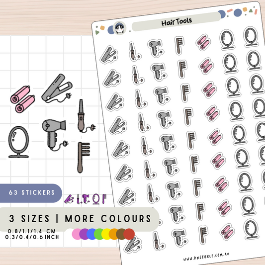 Hair Styling Tools Planner Stickers