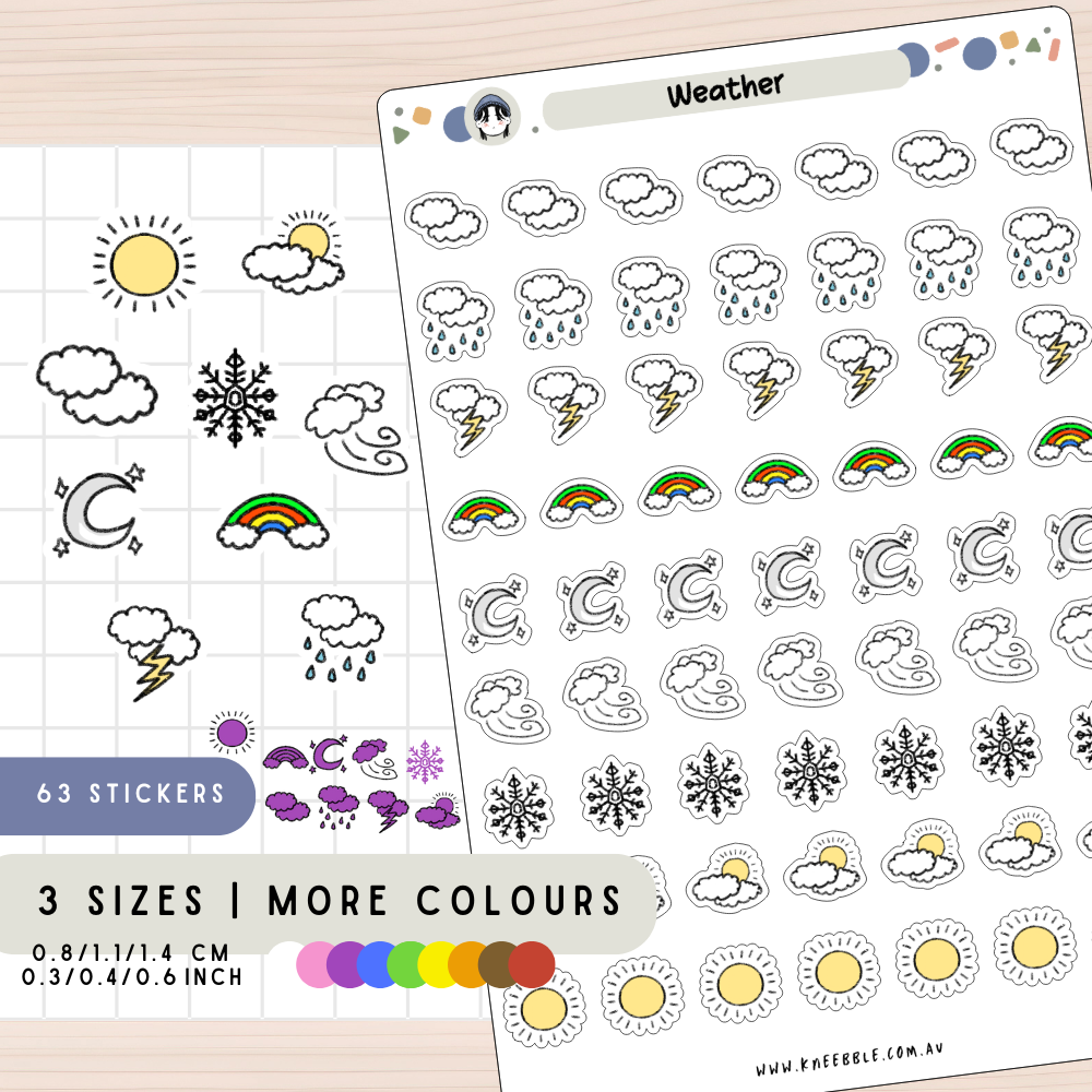 Weather Season Day Tracker Planner Stickers