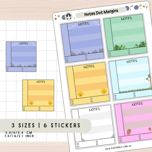 Notes Dot Margin Boxes Planner Stickers