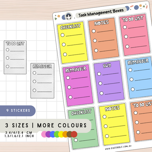 Task Management Boxes Planner Stickers