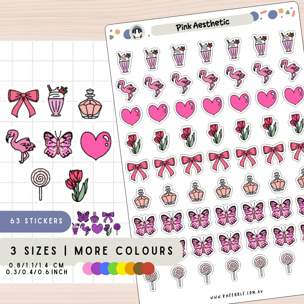 Pink Aesthetic Theme Planner Stickers