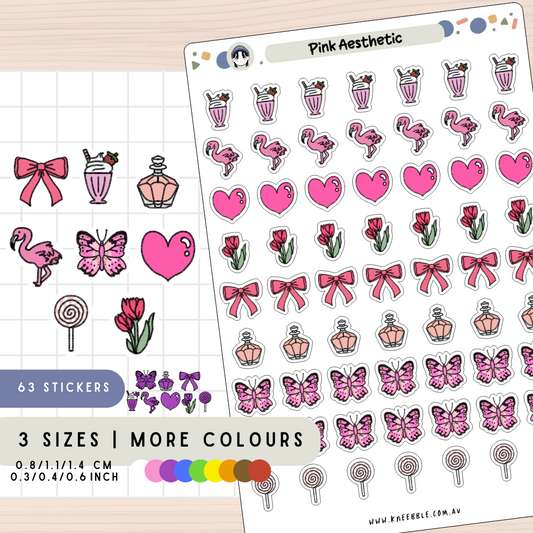 Pink Aesthetic Theme Planner Stickers