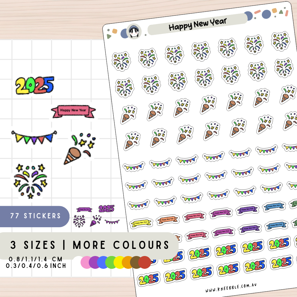 2025 Happy New Year Planner Stickers