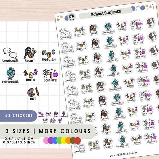 School Subjects Planner Stickers