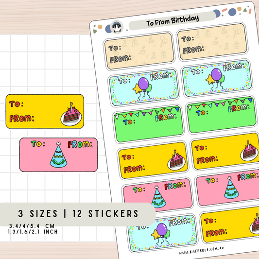 To From Birthday Label Gift Stickers