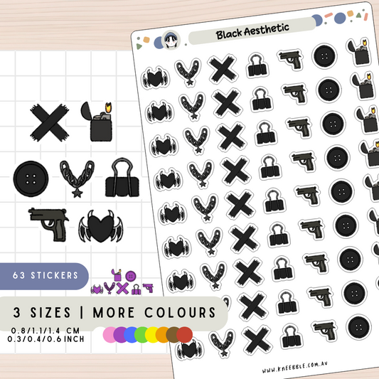 Black Theme Planner Stickers