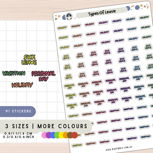 Types Of Leave Planner Stickers