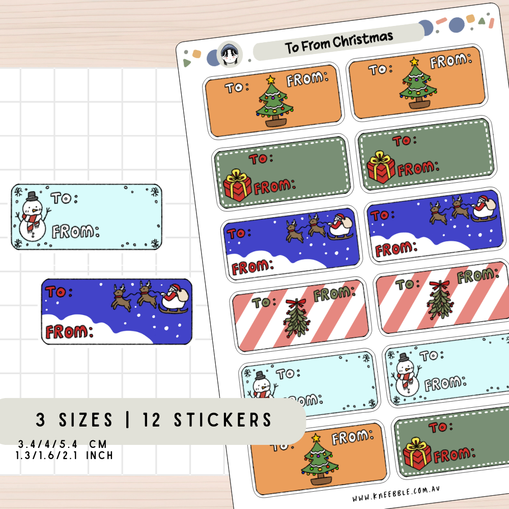 To From Christmas Label Gift Stickers