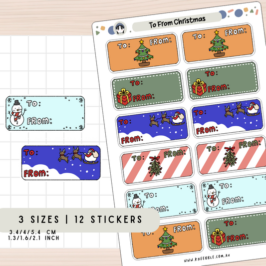 To From Christmas Label Gift Stickers