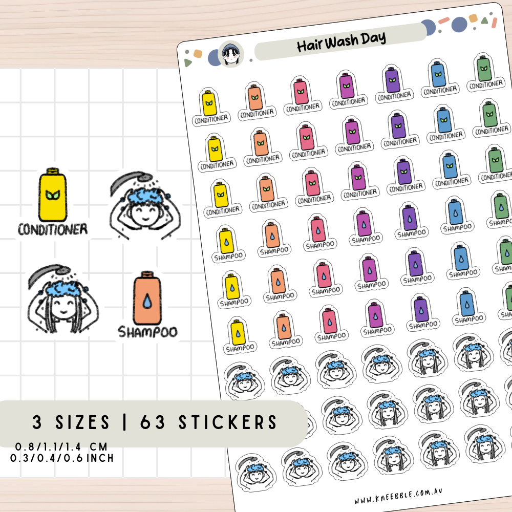 Hair Wash Day Planner Stickers