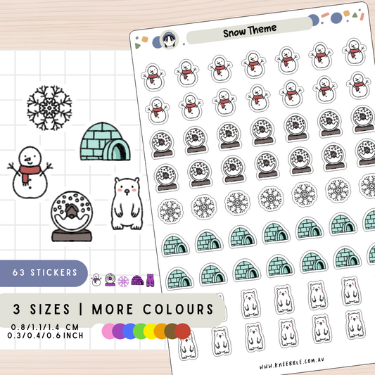 Winter Snow Theme Planner Stickers