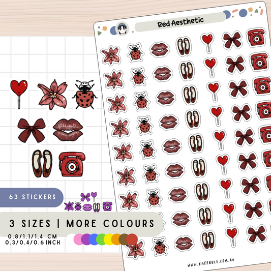 Red Theme Planner Stickers