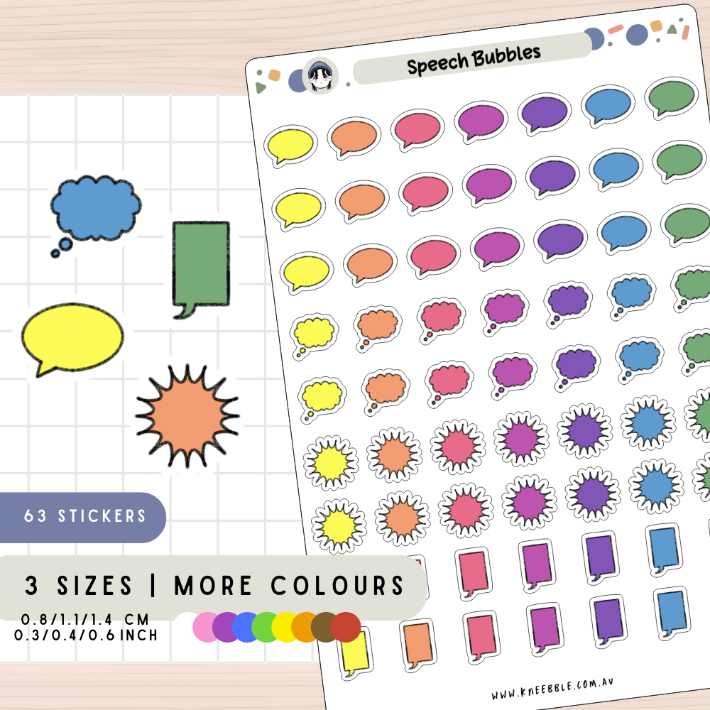 Speech Balloon Bubbles Comic Planner Stickers