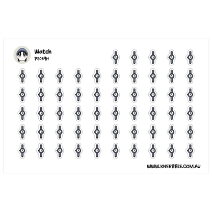 a grid of identical black and white icons, which appear to be watch icons. The icons are arranged in rows and columns, creating a visually organized and repetitive pattern. The image does not contain any text, and the icons are identical, suggesting that they are meant to be used together in a design or as a reference for a specific purpose.