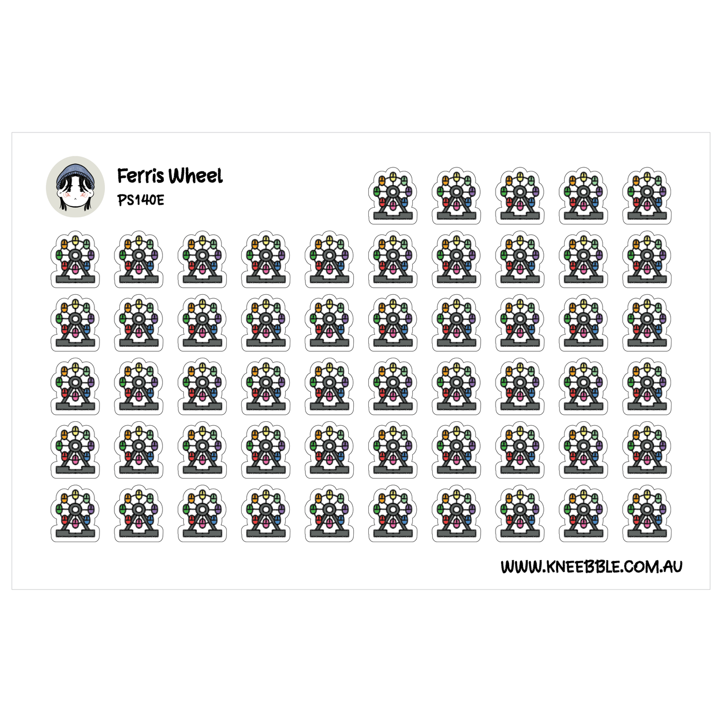 a grid of stickers with a ferris wheel design.