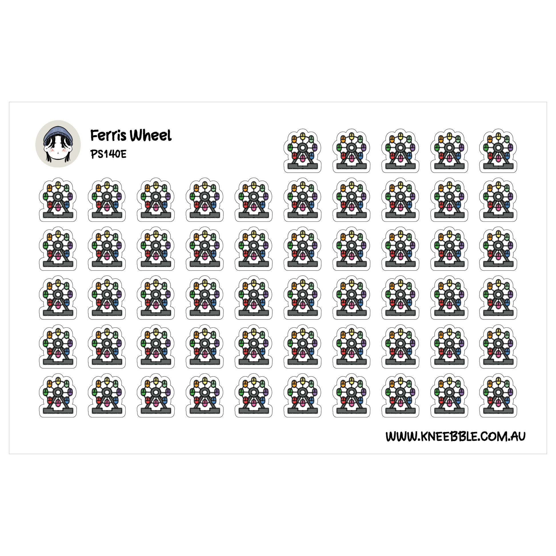 a grid of stickers with a ferris wheel design.
