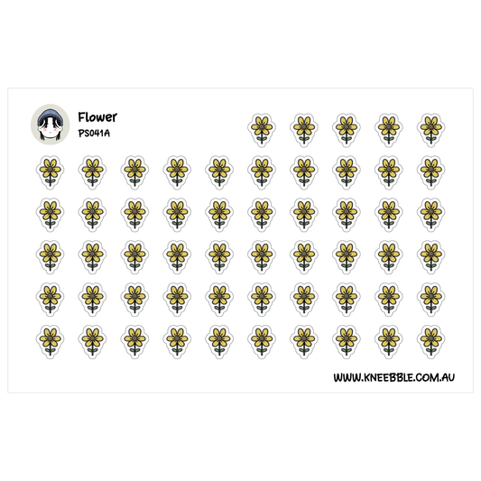 a grid of small yellow flower stickers arranged in a repeating pattern.