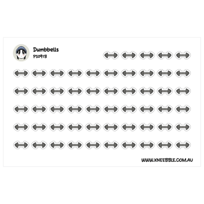 a grid of black and white dumbbell icons arranged in rows and columns.