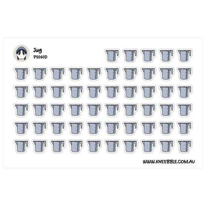 a grid of gray measuring cups, each with a handle and spout, arranged in a visually organized manner.