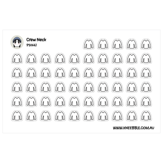 a grid of various silhouettes of crew necks, arranged in a visually pleasing manner.