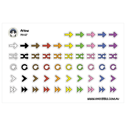 a collection of various arrow symbols in different colors and orientations, including arrows pointing up, down, left, right, and circular arrows.