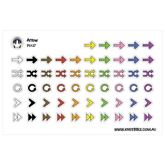 a collection of various arrow symbols in different colors and orientations, including arrows pointing up, down, left, right, and circular arrows.