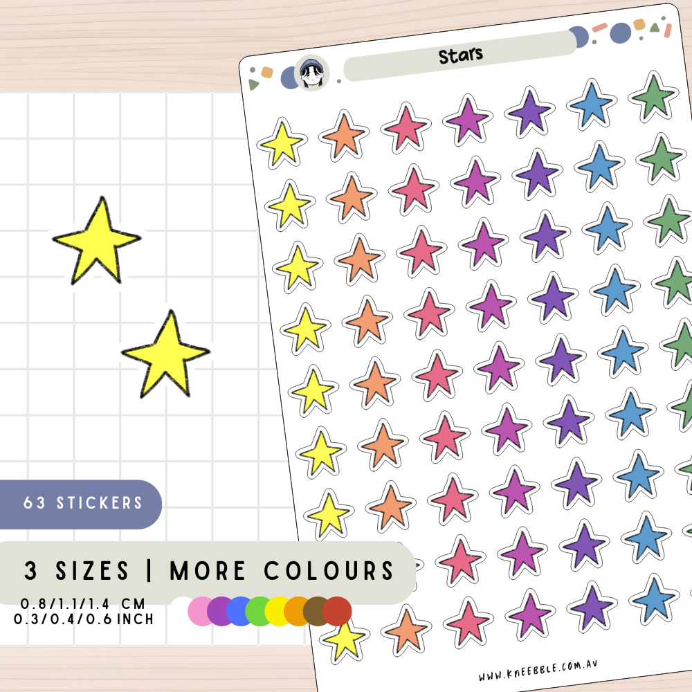 Simple Star Shape Planner Stickers