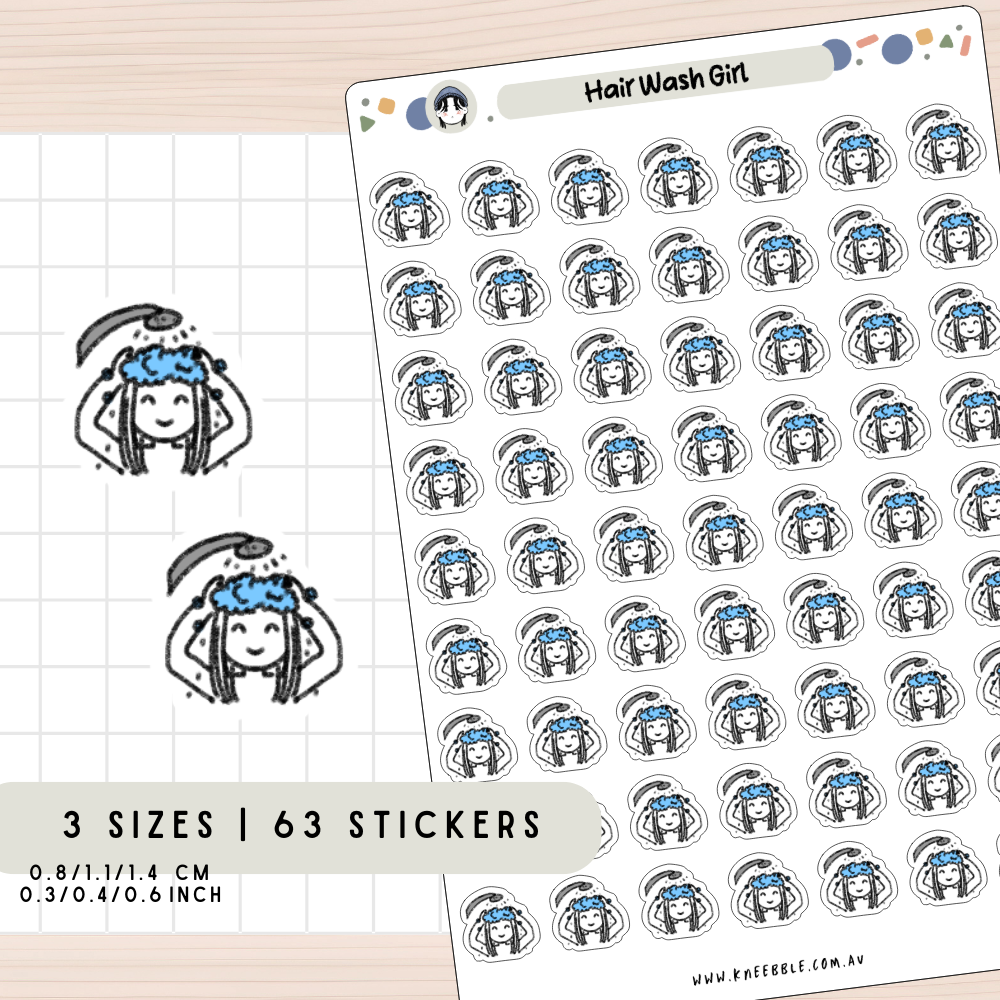 Girl Hair Wash Planner Stickers
