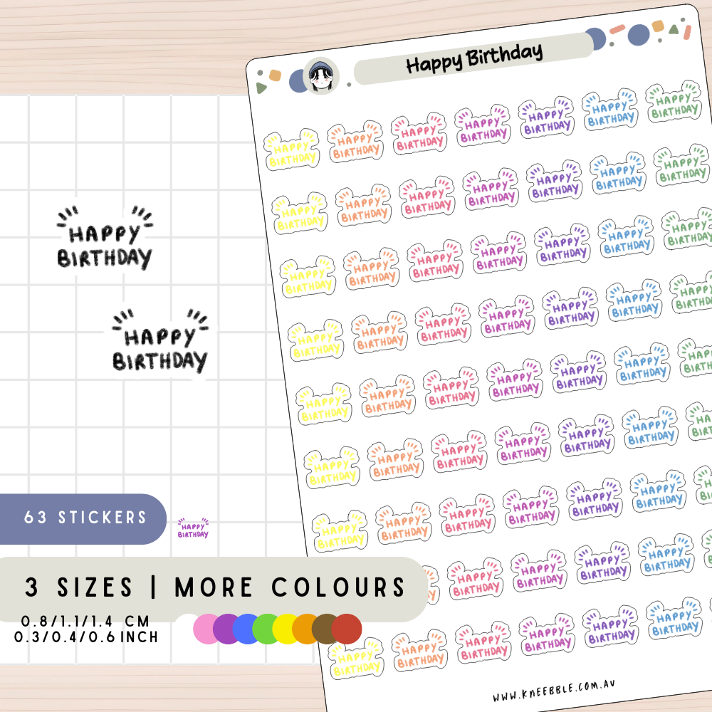 Happy Birthday Text Planner Stickers