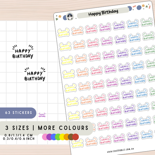 Happy Birthday Text Planner Stickers