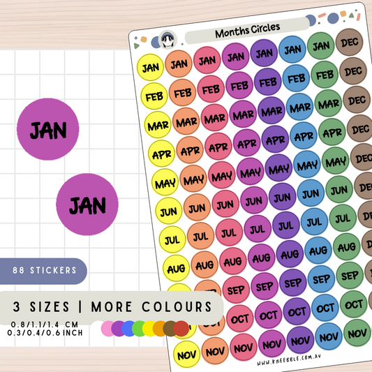 Circle Months Planner Stickers