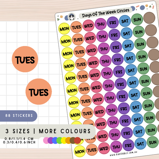 Circle Days Of The Week Planner Stickers