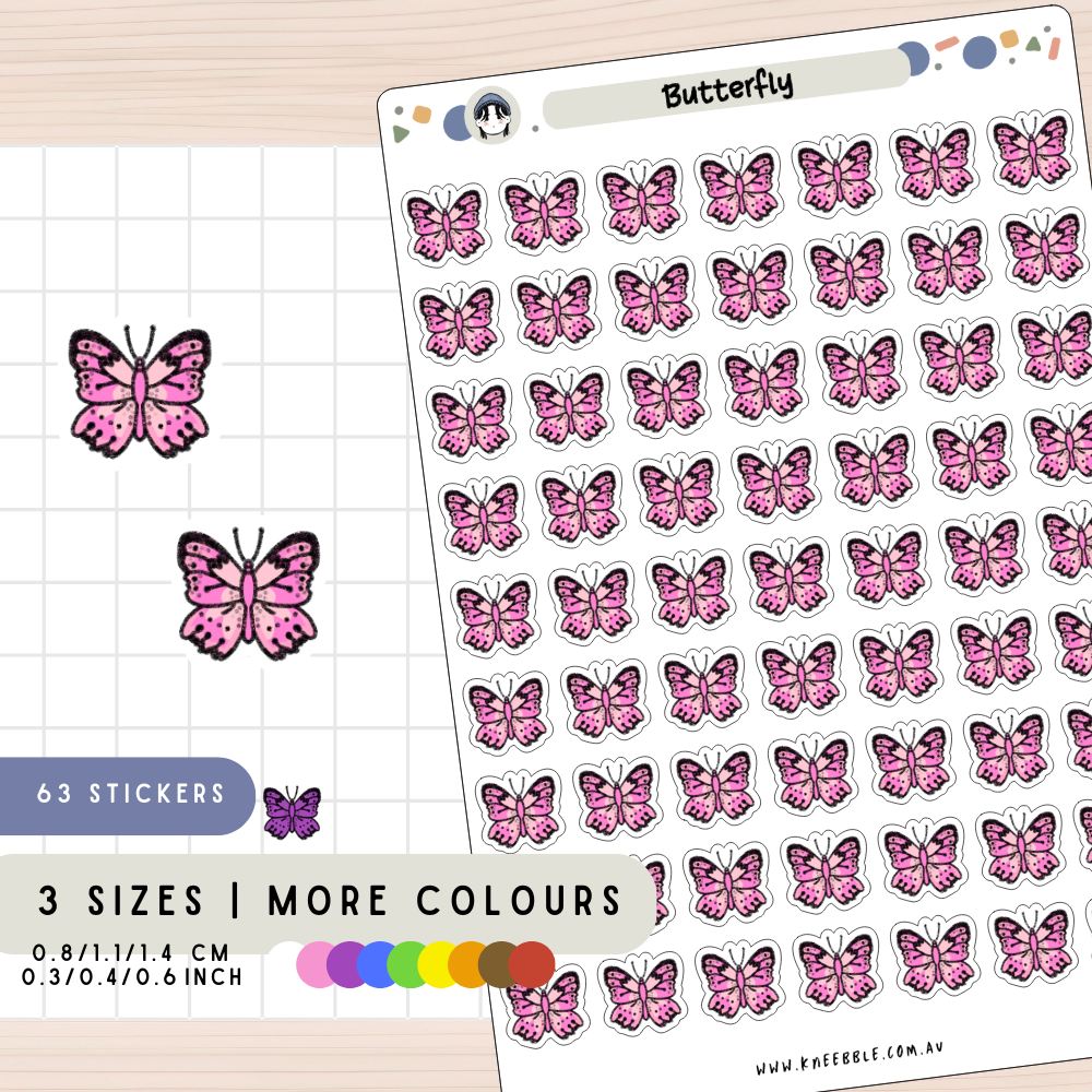 Pink Butterfly Planner Stickers