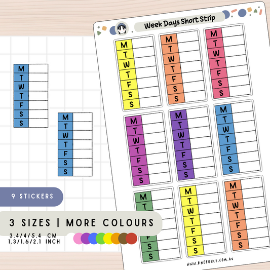 Week Day Short Strip Label Planner Stickers