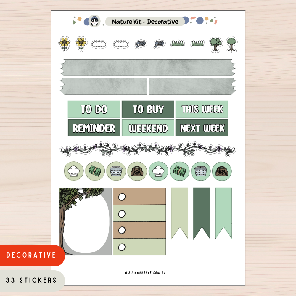 Weekly Planner Kit - Nature Theme Planner Stickers