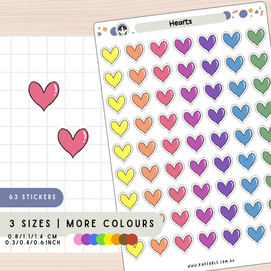 Simple Hearts Planner Stickers