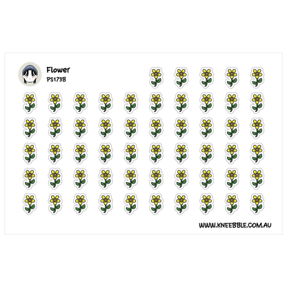 a grid of small, identical flower stickers arranged in rows and columns.
