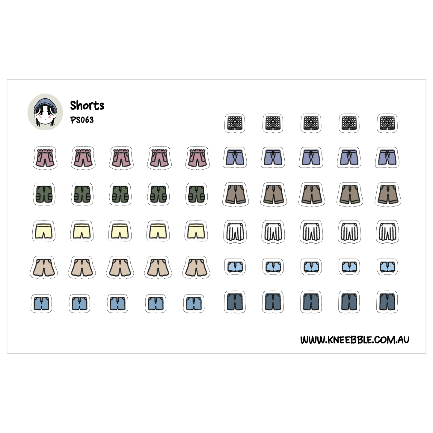 a collection of shorts in various colors and styles, arranged in a grid format.