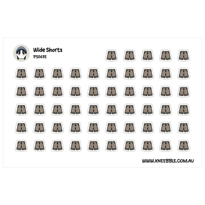 a grid of identical shorts, with each pair of shorts being a different size or style. The shorts are arranged in rows and columns, creating a visually organized and repetitive pattern.