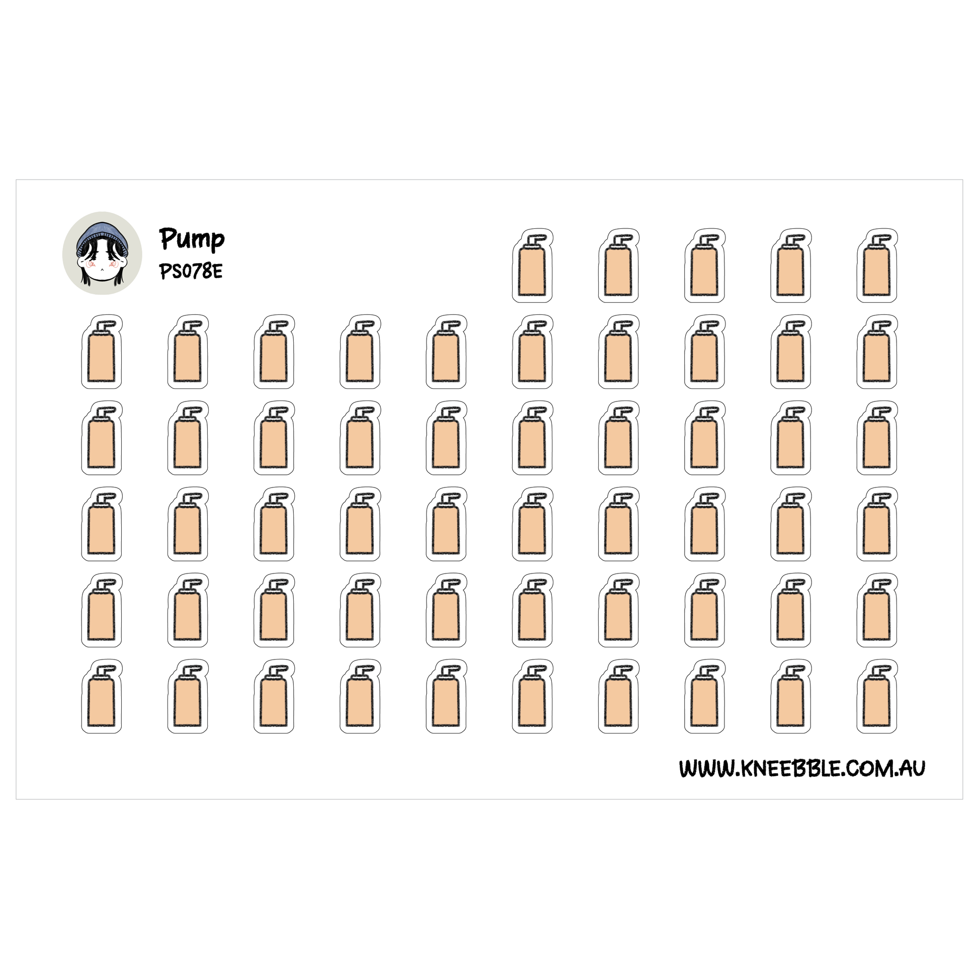 a grid of small, beige-colored stickers arranged in rows and columns.